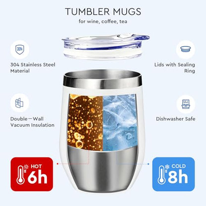AW BRIDAL Birthday Gifts for Women Men, Drink Happy Thoughts Gift Basket for Housewarming and Beach Camping Travel, Insulated Wine Cooler Bag with Tumbler Mugs and Accessorie Set for Wine Lover Friend - style: Drink happy thoughts