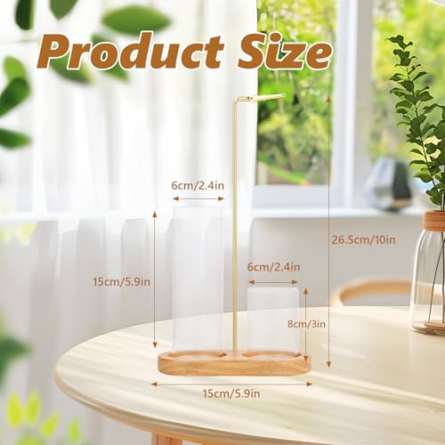 Tiiyee 2 in 1 Incense Holder for Sticks, Glass Ash Catcher Vertical Burner | Upside Down Built In Storage Organizer, Clean Ash Collection, Meditation Yoga Room Decoration Gift, Stable Desktop Display