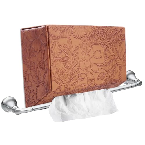 Hand Towels Box Cover,PU Leather Tissue Box Cover Holder Compatible with Kleenex Disposable Paper Hand Towels Suitable for Dining,Kitchen,Bathroom(1-Carved Brown) - color: 1-carved Brown2