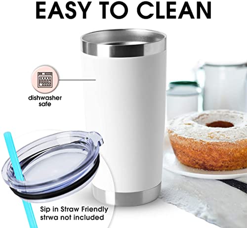 HASLE OUTFITTERS 20oz Tumblers Stainless Steel Mugs with Lid Double Wall Vacuum Insulated Coffee Cups for Cold & Hot Drinks (20oz-White, 12 Pack) - color: White-A, size: 12 Count (Pack of 1)