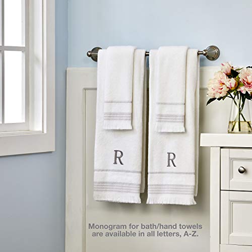 SKL Home Casual Monogram Hand Towel Set, A, 16x26, White 2 Count - color: Casual Monogram Hand Towel Set, size: Hand Towel Set, style: A