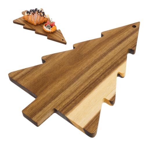 Homoyoyo Wooden Christmas Tree Charcuterie Board Serving Pizza Board Small Round Cutting Home Decorative