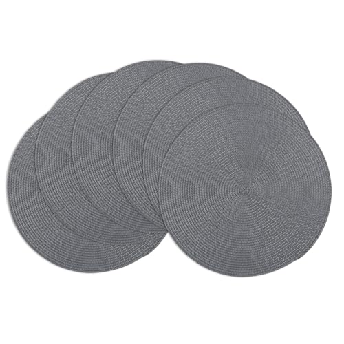 Winknowl Round Braided Placemats Set of 6 Washable Woven Heat Resistant Table Mats for Kitchen Dining Tables 15 inch Round Place Mats (Dark Gray,6pcs) - color: Dark Gray, size: 6pcs