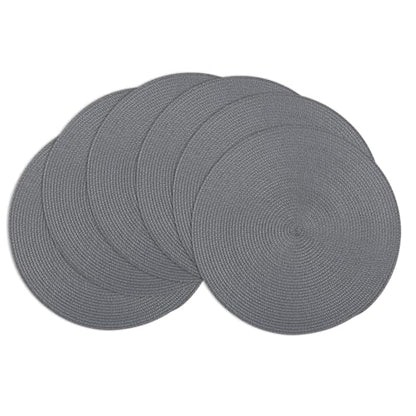 Winknowl Round Braided Placemats Set of 6 Washable Woven Heat Resistant Table Mats for Kitchen Dining Tables 15 inch Round Place Mats (Dark Gray,6pcs) - color: Dark Gray, size: 6pcs
