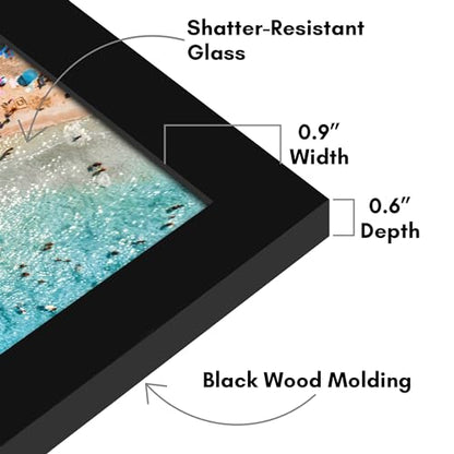 Americanflat 5x9 Picture Frame - Engineered Wood - Black | Shatter-resistant glass, wall or tabletop display with included easel, sawtooth hangers included - color: Black, size: 5x9