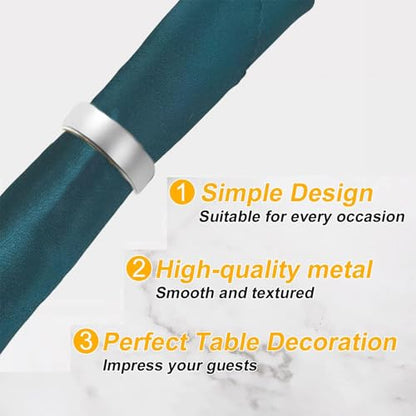 8 Pcs Silver Napkin Rings-Stainless Steel Napkin Rings(Semicircle) | Metal Napkin Ring for Table Settings Wedding Christmas Party Dinner Table - size: 8 Silver