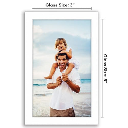 Americanflat 3x5 Picture Frame - Slim Molding - White | Shatter-resistant glass, wall or tabletop display with included easel, secure turn-tab backing, fits photos, posters and art - color: White, size: 3x5