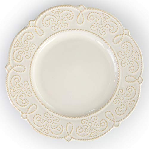 Elama Round Decorated Stoneware Scallop Embossed Dinnerware Dish Set, 16 Piece, Luna - color: Luna