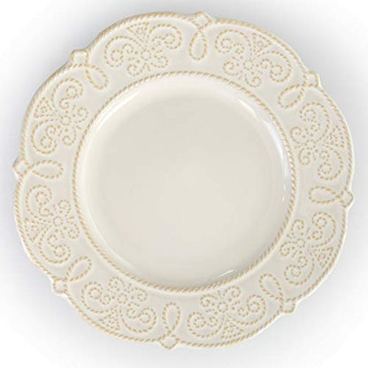 Elama Round Decorated Stoneware Scallop Embossed Dinnerware Dish Set, 16 Piece, Luna - color: Luna