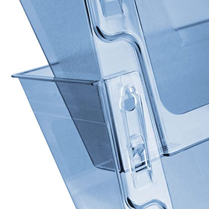 Acrimet Wall Mount Hanging File Organizer Modular, 2 Units, Clear Blue | Fits Letter Size Papers, Hangers/Hardware Included, Office Desk Cubicle Pocket Storage, Plastic