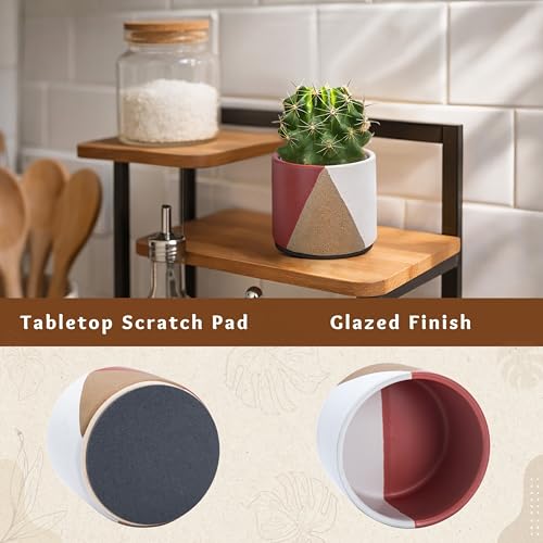 D'vine Dev 2-Pack Cachepot with Clear Pot, 3.5 in, Crimson Dune, 93-V-A-4 | Dual-Pot System, Root Visibility, Bottom Watering Support, Enhanced Drainage, Artistic Stoneware Design, Easy Plant Care - color: Crimson Dune, size: 3.5” Cachepot + 3“ Clear Grow