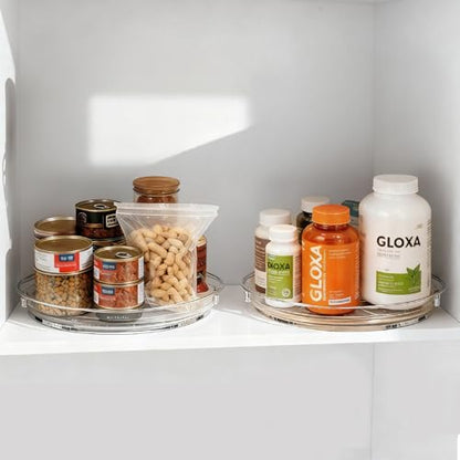 2 Pack Lazy Susan Turntable Organizer for Cabinet, 9.25'' Rotating Spice Rack Organization for Kitchen, Pantry, Bathroom, Vanity, Countertop, Medicine Storage, Seasoning Spice Organizer - size: 2 PACK 1-Tier