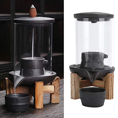 Backflow Incense Burner, Smoke Waterfall Incense Holder for Home Decor, Feng Shui Decoration with Elegant Design for Living Room Bedroom Office Yoga Meditation