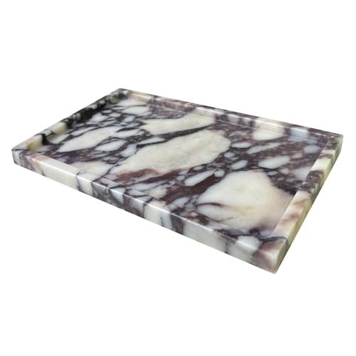 Natural Calacatta Viola Marble Vanity Tray, 9.8"x5.9" | Genuine Marble Tray for Bathroom/Kitchen/Dresser - color: Marble Tray-calacatta Viola