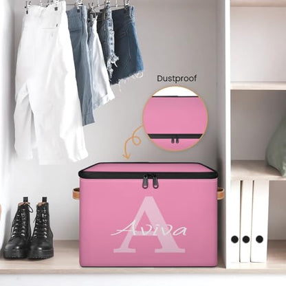Customized Storage Basket with Initial Name, Personalized Keepsake Box | Foldable Sturdy Large Storage Bin Organizer with Handle Lid Lightweight Waterproof Dustproof, 14"L x 10.2"W x 10.4"H - color: Option 2
