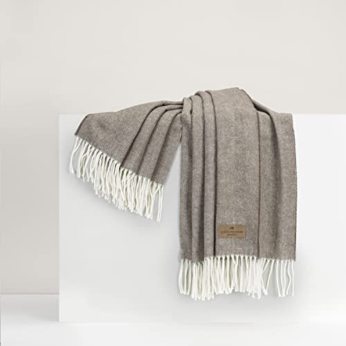 Lands Downunder Lightweight Luxury Herringbone Throw Blanket – Soft Woven Decorative Cotton Throw for Couch, 51” x 67”, Made in Italy (Mink – Soft Taupe Brown) - color: Mink