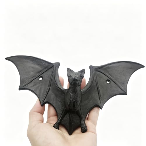 Rustic Cast Iron Coat Hooks, Wall Mounted Bat Hook Holder, Unique Farmhouse Decorative Hooks, Heavy Duty Wall Hooks for Hanging Coats, Hats, Bathrooms Towels - color: Bat