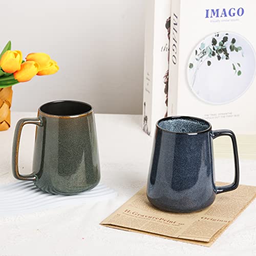 Large Ceramics Coffee Mugs,24 oz,Large Handle Design,Extra Large Tea and Coffee Cup for Office and Home，Microwave and Dishwasher Safe(Color:24 oz green) - color: 24 oz green