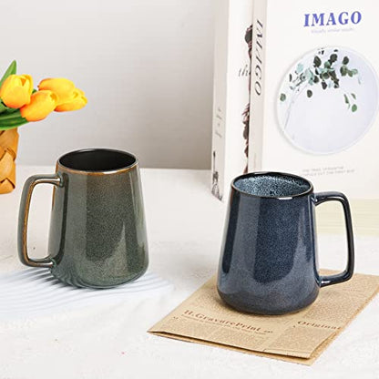 Large Ceramics Coffee Mugs,24 oz,Large Handle Design,Extra Large Tea and Coffee Cup for Office and Home，Microwave and Dishwasher Safe(Color:24 oz green) - color: 24 oz green