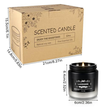 12-Pack Scented Candles Set - Men Candles for Home Scented, 3.5oz Soy Wax, Long Lasting Candle, Soy Candle Gifts Set for Men, Birthday, Valentine, Christmas, Anniversary Present - color: 12Pack-Black gradient