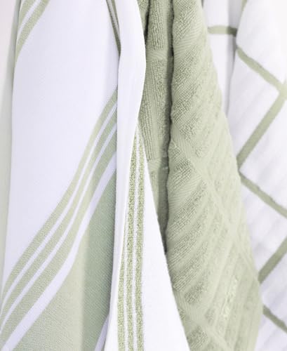 All-Clad Dual-Purpose Kitchen Towels: Highly Absorbent - 100% Cotton, 17"x30" Dish Towels for Cleaning & Drying Dishes & Glassware, 3-Pack, Fennel - color: Fennel