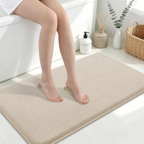 Smiry Memory Foam Bath Mat 40x24, Extra Soft Absorbent Bathroom Rugs | Beige Quick Dry, Machine Washable Bath Mats for Bathroom, Shower, Tub and Home Decor Accessories - color: Beige, size: 40'' X 24''