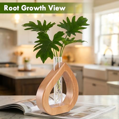 Glass Test Tube Terrarium Plant Propagation Station Holder | Wall Hanging for Indoor Water Plant Rooting, Wall Home Decor, Thoughtful Gardening Gift for Mom and Plant-Loving Women - size: 5.3*5.9IN