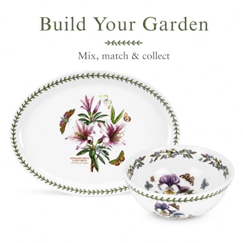 Portmeirion Botanic Garden Oval Serving Dish | 15 Inch Oval Platter | Lily Flowered Azalea Motif | Made from Porcelain | Dishwasher and Microwave Safe | 15" Porcelain Bakeware, Oven to Table, Chip-Resistant, Microwave, Dishwasher, Freezer & Oven Safe for