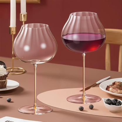 KAMMAK Crystal Red Wine Glasses Set of 2, 24.69 oz Stemmed Glasses, 018-N | Hand Blown, Bordeaux Wine Glasses, Thin Rim & Long Stem, Red & White, Daily Use, Wedding or Birthday Gift for Women - size: 8KPDSXY018-N