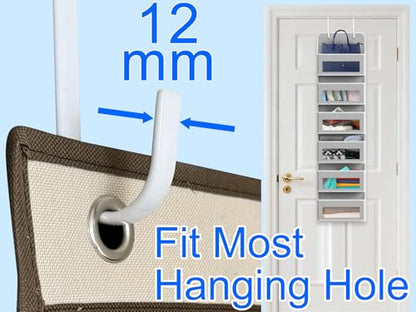 Single Over Thick Front Door Steel Hooks 4 Pack Fit 2" Door 5.5" White | Plastic Coated Rubber Feel Towel Rack Robe Coat Shoe Wreath Hanger No Damage No Scratch for Bathroom Heavy Duty Thin Top