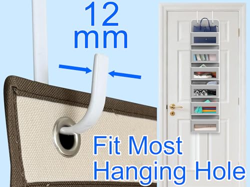 Single Over Door Steel Hooks 8 Pack Fit 1-3/8" Door 5.5" White | Plastic Coated Rubber Feel Towel Rack Robe Coat Shoe Wreath Hanger No Damage No Scratch for Bathroom Heavy Duty Thin Top