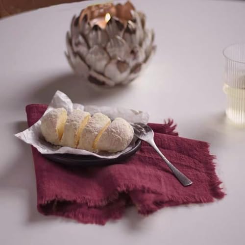 Handmade Cloth Napkins 100% Cotton Napkins with Fringe，Delicate Handmade Cloth Napkins for Dinners, Parties, Weddings and More，18 x 18 Inch Set of 4 - Burgundy - color: Burgundy