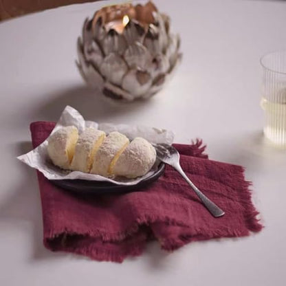 Handmade Cloth Napkins 100% Cotton Napkins with Fringe，Delicate Handmade Cloth Napkins for Dinners, Parties, Weddings and More，18 x 18 Inch Set of 4 - Burgundy - color: Burgundy