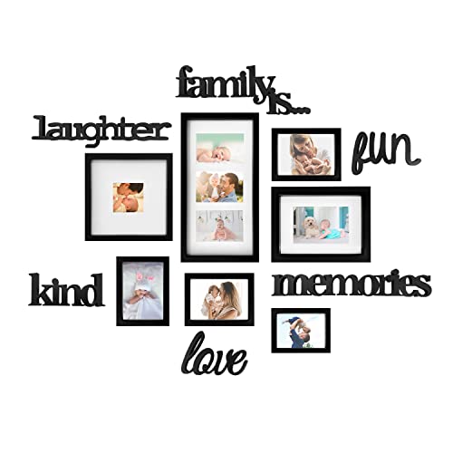 HELLO LAURA - Picture Frame Collage Large Wall Hanging Photo Frames Elegant Tree Collage Frame Gifts for Family Friends 4x6 inch Home Wall Decor Gallery Display (Black - Family Theme) - color: Black - Family Theme