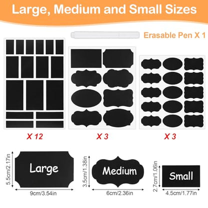 273 Pcs Labels for Jars, Waterproof Reusable Chalkboard Labels | for Food Containers, Bottles, Blackboard Stickers with 1 Erasable Chalk Marker (Black)
