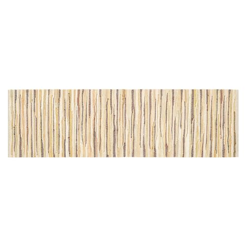 Chindi Area Runner 2x6 Feet - Beige | Cotton Large Hand Woven Runners for Hallways, Easy Clean Reversible Rugs for Outdoor Use - color: Beige, size: 2' x 6' (Runner)