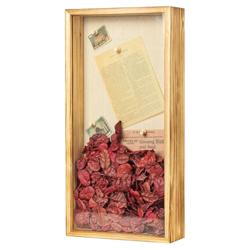 Shadow Box Frame 8x16 Shadow Box Display Case with Linen Back of Awards Memorabilia Flower, Pictures, Keepsakes、Bouquet、Medals and More Photos Memory Box - color: Carbonize, size: 8×16