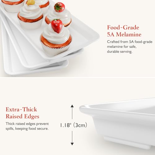 Bumusty 3-Tier Melamine Serving Tray Set, 11.5 x 5.6 in, Gold Stand | Melamine Reusable Platters with Metal Display Stand for Cupcakes, Desserts, Fruit, Cookies, Parties, Birthdays and Holidays - color: Gold, size: 11.8" x 5.7"
