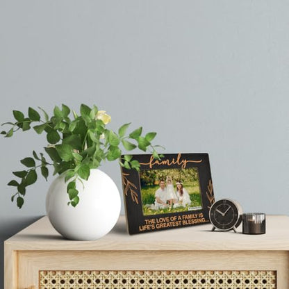 Family Gifts, Wooden Picture Frame - The Love of a Family is Life's Greatest Blessing, Gift for Dad, Mom, Grandparents, Father, From Son, Daughter, Rustic Photo Frames 4 x 6-Nature Wood Texture A4 - color: Color 05