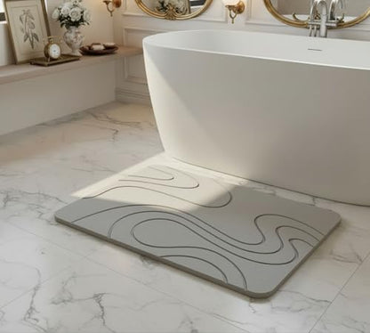Premium Stone Bath Mat Diatomaceous Earth Ultra Absorbent Quick Drying Easy to Clean Non-Slip Diatomite Stone Bath Shower Mat Ideal for Bathroom Floor (Light Grey) - color: Light Grey