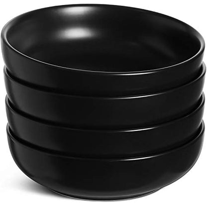 LE TAUCI Pasta Bowls 45 oz, Salad Bowls Set for Serving Soup, Pasta, Noodle, Dinner, Large Kitchen Bowl Plates, Microwave Safe - 8.5 Inch, Set of 4, Matte Black - color: Black, size: 45 ounces