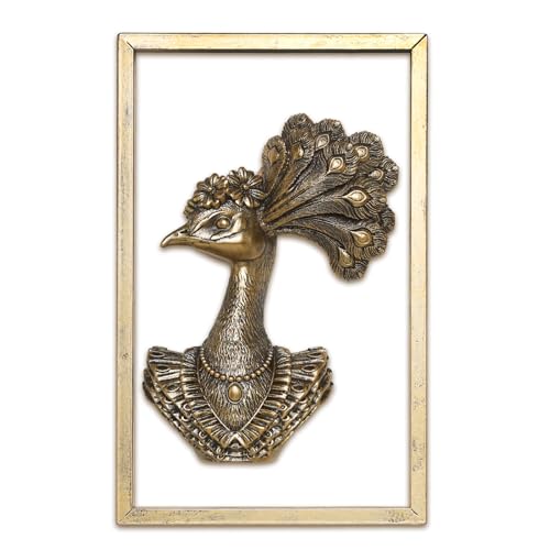 Vintage Gold Peacock Resin Animal Heads Wall Decor - Exquisite Polly Wall Hanging Sculptures for Living Room, Bedroom, Office - Handmade Home Art Decor(Peafowl) - color: Peacock