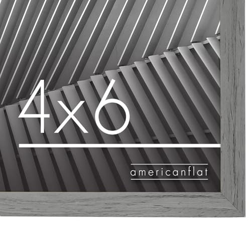 Americanflat 4x6 Picture Frame with Shatter-Resistant Glass - Streamline Collection - Thin Border Photo Frame for Tabletop and Wall Display - Hanging Hardware and Easel Stand Included - Grey | Shatter-resistant glass, wall or tabletop display with include