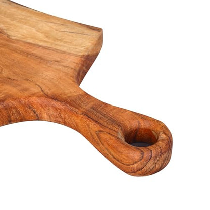 GoCraft Acacia Wood Live Edge Cutting Board – 16 x 10 Inch – Rustic Handcrafted Charcuterie Board with Handle, Wooden Cheese Tray, Serving Platter, Chopping Block for Kitchen & Farmhouse Décor - size: 16.3"L x 10"W