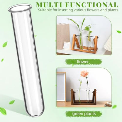 Veemoon 4pcs Plant Propagation Glass Tubes Clear Plants Test Tubes Tiny Hydroponic Planter Vase Decorative Table Terrarium Propagation Station Accessory for Home Office Garden Hydroponic Cuttings