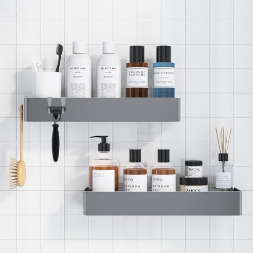 Kitsure Shower Caddy - 2 Pack Adhesive Shower Organizer, Rustproof Metal Shelves, No-Drill Bathroom Organizers and Storage, Silver Grey, XX-Large - color: Silver Grey, size: XX-Large