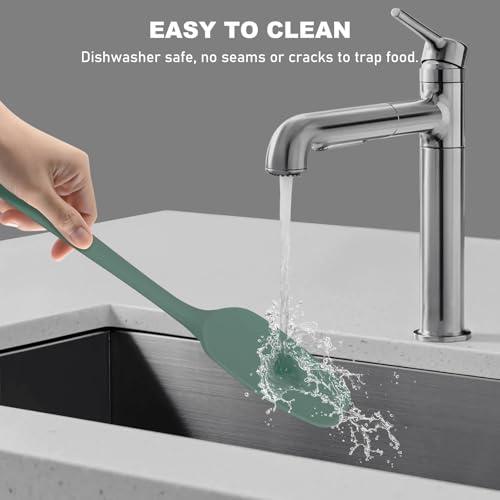 NileHome 6 Pieces Silicone Spatula Set with Silicone Brush,Mixing-Green | Food-Grade Material,Heat Resistant Up to 600°F,Dishwasher Safe,BPA-Free - color: Green