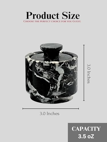 Premium Marble Salt Cellar with Lid 2 Pack | 3.5 oz Kitchen Storage Container | Elegant Cooking Salt Box | Spice Jar Keeper for Counter (White Black Zebra) - color: White Black Zebra