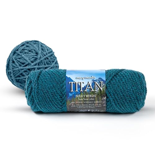 Mary Maxim Titan Bulky Yarn, Weight 5 Acrylic, Chunky Yarn for Crocheting and Knitting, Ideal for Thick, Soft Blankets, Throws, and Graph Style Sweaters, 80 Yards - Teal Heather - 1 Skein - color: Teal Heather
