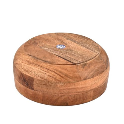 Decorative Bowl Round Acacia Wood Bowl for Table Centerpieces, Rustic Home Decor, Parties, Weddings, Floral Displays, Fruit or Dry Food Display (10" X 10" X 4")